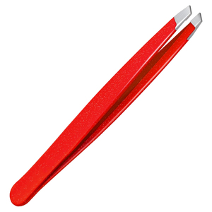 Pinzas para Cejas de Acero Inoxidable con Punta Inclinada Roja, Diseño Moderno y Duradero, Punta Puntiaguda para una Depilación Precisa - Product Image 1