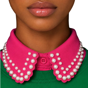 Collar Desmontable de Perlas Rosas para Mujer, Collar Decorativo con Cuentas de Perlas de Imitación, Accesorio de Moda para Blusa, Prenda Elegante - Product Image 1