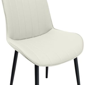 Set di Sedie da Pranzo in Pelle PU Bianca con Motivo a Onde, Senza Braccioli, con Gambe in Metallo per Cucina, Ristorante, Soggiorno - Product Image 6