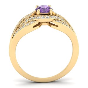 Bague REYES en argent sterling 925 certifié GRA, avec améthyste ronde de 0,5 carat et moissanite, cadeaux de fiançailles, bijoux fins - Product Image 4