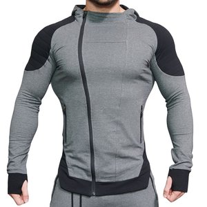 Sudadera con capucha de poliéster/algodón con cremallera para hombre, informal, de manga larga, talla grande, para gimnasio, fitness y jogging, otoño - Product Image 1