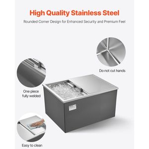 Contenitore refrigerante da incasso in acciaio inossidabile 60 cm L x 46 cm L x 33 cm H, 55 litri, con coperchio scorrevole per esterni - Product Image 4