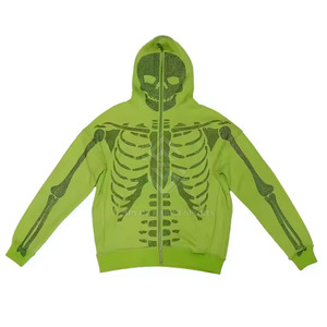 เสื้อฮู้ดดี้ผู้ชายผ้าฝ้ายผสมคุณภาพดีเยี่ยม ตกแต่งด้วยคริสตัล สีพื้น ระบายอากาศได้ดี เป็นมิตรต่อสิ่งแวดล้อม ซิปหน้า เหมาะสำหรับฤดูหนาว - Product Image 4