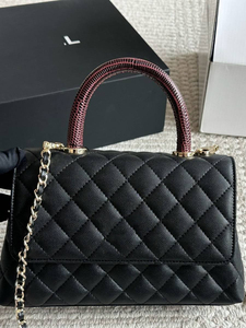 Sac à main en cuir véritable pour femme, sac à bandoulière en cuir de vachette caviar avec chaîne losange - Product Image 5