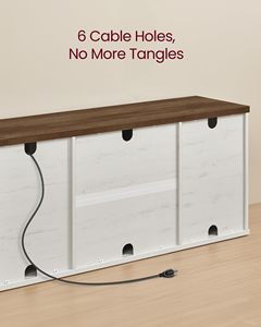 Meuble TV style ferme moderne avec portes coulissantes, armoires de rangement spacieuses, panneaux en MDF <span class=keywords><strong>mélaminé</strong></span> durable, multiples designs décoratifs - Product Image 5
