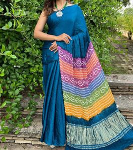 Sari Bandhani Dani en Soie Modale Pure Premium avec Pallu Multiple – Tenue Traditionnelle Festive Ethnique pour Femme – Collection - Product Image 6