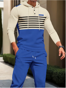 TRIBON SPORTS Chándal de Forro Polar Azul con Capucha para Hombre, Largo, Informal, para Otoño, Transpirable, de Poliéster y Algodón, Corte Regular, Cierre de Cremallera - Product Image 6