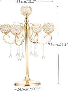 Metal <b>Candlestick</b> <b>Holder</b> with Crystal Beaded Chandelier Design Luxury Wedding Baby Shower Aisle Ceremony Gift - Product Image 2