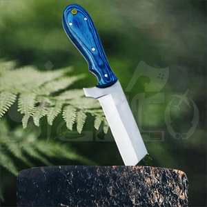 Cuchillo de caza y camping de hoja fija de acero D2 hecho a mano, estilo vaquero personalizado, con funda de cuero. - Product Image 5