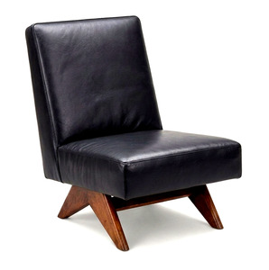 Sillón de Estilo PJ de Lujo al por Mayor, Sillón de Salón sin Brazos de Madera Maciza de Mediados de Siglo, con Detalles en Cuero Genuino, para Oficina y Sala de Estar - Product Image 1