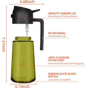 Botella de Vidrio de 470 ml con Rociador de Aceite de Oliva, Dispensador de Aceite para Freidora de Aire, a Prueba de Fugas, Apto para Lavavajillas - Product Image 6