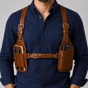 VIBE SEWN Handmade Genuine Leather Shoulder Holster Bag Organizer 25L Waterproof Unisex Offering Premium Comfort Stylish - Product Image 1