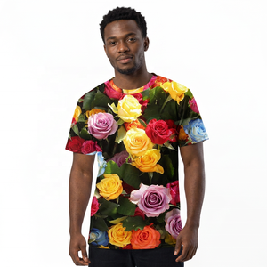 <b>Men's</b> O-Neck Short Sleeve <b>Floral</b> <b>T</b>-<b>Shirt</b> Sublimation Transfer Print Breathable Eco-Friendly 100% Cotton Streetwear Regular Fit - Product Image 5