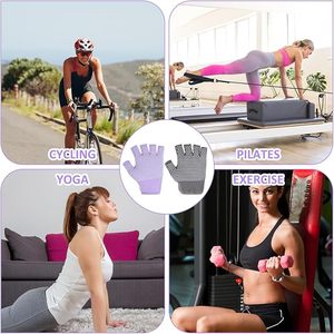 Gants d'entraînement avec bandes de maintien pour les poignets, demi-doigts, fermeture à lacets, légers, pour hommes et femmes, pour la musculation, le cyclisme, la gym, le fitness, le cross-training - Product Image 5