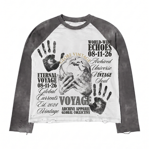 240 GSM Premium Cotton Blend Long Sleeve T Shirt White Olive Raglan DTG Logo 100% cotton T-shirt for men loose fit printed - Product Image 2