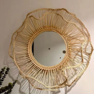 Espejo Decorativo Estilo Zara Home, Adhesivo de Pared con Diseño Art Deco en Ratán, Agrega un Toque Estético a Cualquier Habitación - Product Image 1