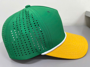 Classic Comfortable Style Customizable Logo 5 Panel Structured Perforated Laser Cut Adult Trucker Hat Crafted in Vietnam Factory - Product Image 3