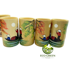 Handmade <b>Bamboo</b> Tumbler with Colorful Floral and Cultural Artwork for Gift Stores Home Decor Boutique Retail Resorts and Spas - Product Image 2