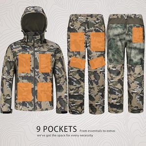 Ensemble veste et pantalon de chasse camouflage pour homme, softshell imperméable, vêtements d'extérieur à manches longues, vêtements d'hiver - Product Image 2