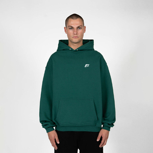 Sudaderas con Capucha Casuales y Elegantes para Hombre, Lavado Ácido, Verde Sólido, Corte Regular, 100% Algodón, Sudaderas con Capucha Lisas, Hombros Caídos, Cierre de Cremallera, Impresión de Logotipo Personalizado - Product Image 1