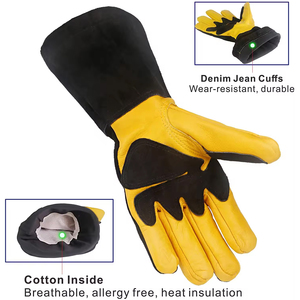 14inch Premium Palm Thumb Index Finger Reinforced Tig Welding <b>Gloves</b> Oil Resistant Heat-resistant Chemical Proof Welder <b>Gloves</b> - Product Image 2