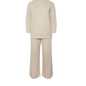 Conjunto de 2 Piezas para Mujer, Estilo Modesto, Top de Manga Larga, Pantalones Anchos, Chándal Informal, Logotipo Personalizado, OEM, Venta al Por Mayor - Product Image 1