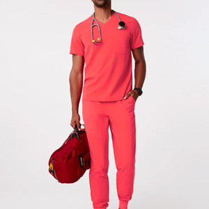 Luxury Male Medical Scrubs Nursing Uniform Set Comfortable & Breathable Medical Scrubs <b>Tops</b> & Pants For Men - Product Image 1