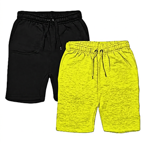 Shorts décontractés pour hommes en coton tricoté écoresponsable avec cordon de serrage, couleur unie, poches, respirants, taille mi-haute, pour le sport, gris - Product Image 2