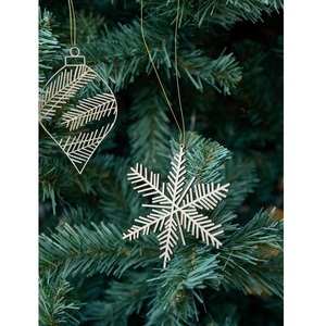 Minimalist Metal <b>Snowflake</b> Ornament Christmas Tree <b>Decoration</b> Holiday Home Decor Wall Hanging Art Star Shape - Product Image 1
