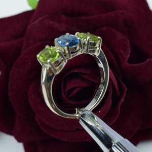 Swiss Blue Topaz And Peridot Ring Oval Cut 925 Sterling Silver Engagement Ring Jewelry For Her - Product Image 5