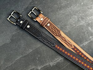 Men's Western <b>Leather</b> <b>Tooling</b> Belt Hand Carved Floral Design Genuine <b>Leather</b> Belts High-Quality <b>Leather</b> Belts - Product Image 6