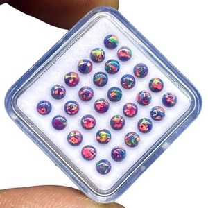 Opale australienne noire 3 mm, cabochon rond, pierres précieuses créées en laboratoire, opale en vrac, lot de pierres précieuses en gros pour la fabrication de bijoux - Product Image 6