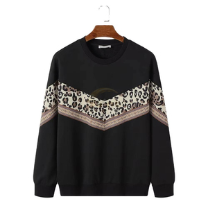 <b>Black</b> <b>Crew</b> <b>Neck</b> Men's Long Sleeve Knitted Pullover <b>Sweatshirt</b> 100% Cotton Fleece Eco-Friendly Chevron Casual Top - Product Image 2
