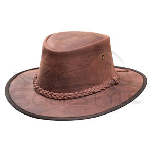 Sombrero de Vaquero de Cuero Estilo Trenzado, Cuero Genuino de Primera Calidad, Ajuste Ajustable, Logotipo Personalizado, Sombreros de Vaquero al por Mayor - Product Image 1