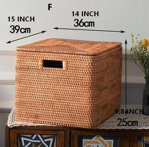 Home Decor Natural Rattan <b>Basket</b> with Handle Lid for Clothing <b>Toys</b> Books <b>Storage</b> Laundry <b>Basket</b> Home Hotel Organization Decor - Product Image 6
