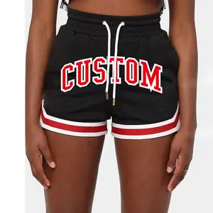 Pantalones cortos de baloncesto profesionales para mujer, ropa de calle bordada personalizada, pantalones cortos de baloncesto de malla a la moda