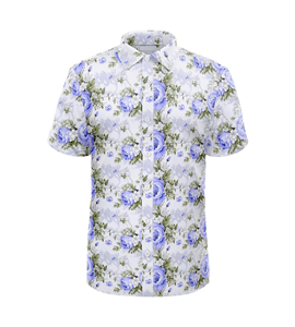 Chemise de plage pour homme à imprimé floral de style hawaïen, 100% polyester coton respirant, manches courtes, vêtements décontractés, vêtements d'été - Product Image 1