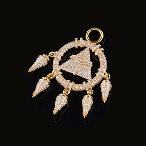 Collier pendentif en moissanite couleur or, avec breloque triangle et disque lune, bijou de chaîne pour soirée - Product Image 3