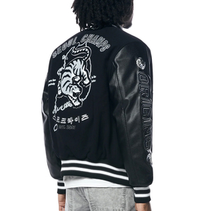 Custom High Quality Streetwear Embroidery Patchwork <b>Varsity</b> <b>Jacket</b> Men Leather Sleeve <b>Vintage</b> Unisex Letterman Bomber <b>Jacket</b> - Product Image 3
