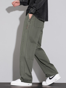 Pantalones Casuales de Alta Gama para Hombre 3028, 100% Algodón, Cintura Media, Corte Holgado y Recto, Frente Plano, Suaves, Forro Polar Otoñal, Antipelusas, para Senderismo y Uso Diario - Product Image 3