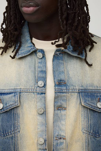 Chaqueta de Mezclilla Casual de Alta Calidad para Hombre, con Cuello Alto, Botones Frontales, Logotipo, Manga Larga, Lisa, de Secado Rápido y Transpirable - Product Image 3