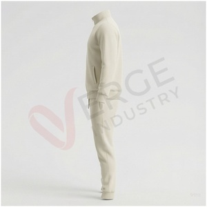 Ensemble de survêtement unisexe à manches longues, col montant, fermeture éclair sur le devant, couleur unie, respirant, coupe décontractée, pour l'automne - Product Image 3