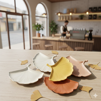 Plateau de service en forme de feuille, assiette décorative en forme de feuille de Ginkgo pour collations, bijoux, fruits, décoration de la maison