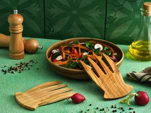 Traditional Wooden Salad Mixing Tool for Home Cooking Wooden Salad <b>Hand</b> Mixer for Healthy Lifestyle Cooking - Product Image 3