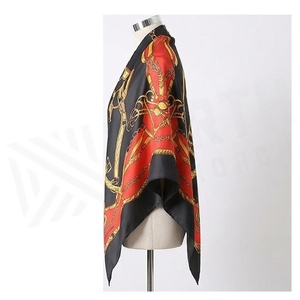 NORTH APPROACH Women's <b>Square</b> <b>Silk</b> <b>Scarf</b> Black Red Gold Horsebit Print Luxury Fashion Accessory All Seasons - Product Image 3