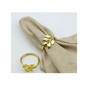 Anillo de Servilleta de Metal con Diseño de Hoja Único, Hecho a Mano en Latón Dorado, para Decoración de Mesa en Bodas, Banquetes, Hoteles y Restaurantes - Product Image 4