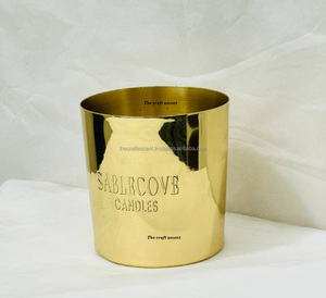 Wholesale Custom Brass Luxury Candle <b>Jars</b> With Polished Finished Home <b>Decor</b> Handmade Round Metal Empty Candle <b>Jars</b> & Holders - Product Image 1