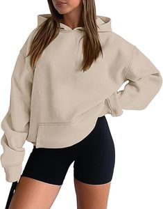 Sudadera con Capucha para Mujer, Informal, de Manga Larga, con Bolsillo Tipo Canguro, Hombros Caídos, Suéter Cómodo y a la Moda para Invierno - Product Image 5