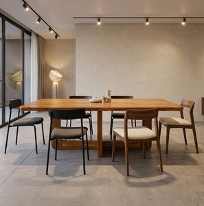 Elegante Mesa de Comedor Moderna Kiya de Madera de Teca con Acabado Natural para Cenas Elegantes, Hostelería, Uso en Exteriores, Hogar y Oficina - Product Image 2