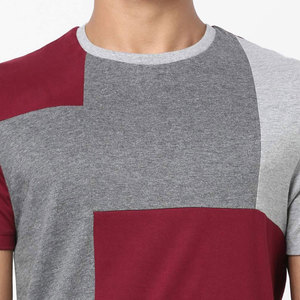 Men's Color Blocked Short Sleeve T-<b>Shirt</b> O-Neck Casual <b>Patchwork</b> Design Regular Fit Knitted Fabric T-<b>Shirt</b> - Product Image 6